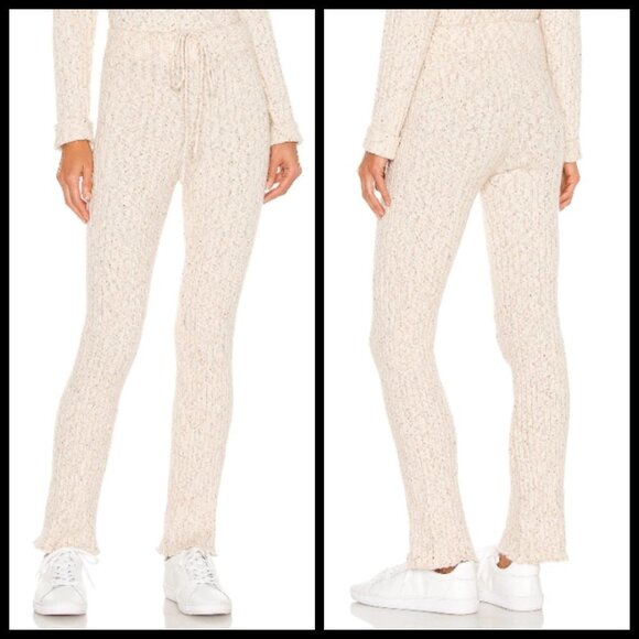 💕HEARTLOOM💕 Nikita Pant Oat Ribbed Soft & Cozy Wide Leg Sweatpants Large NWT - Picture 3 of 14